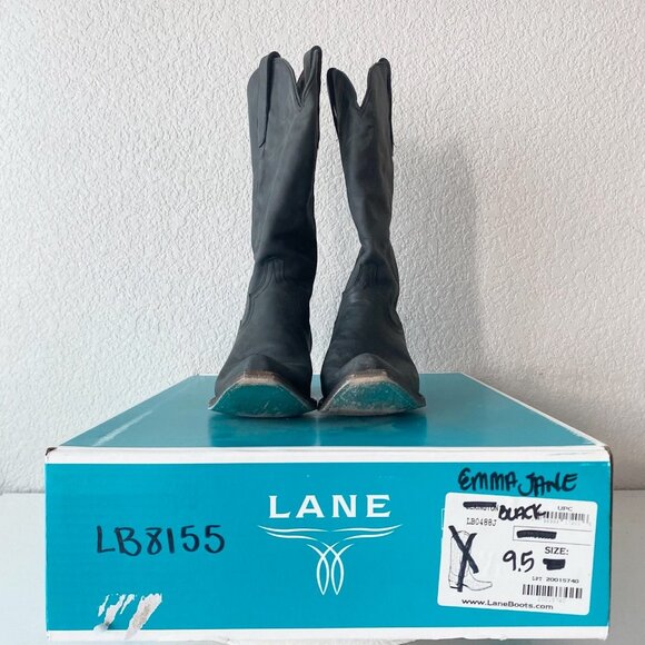 Lane EMMA JANE Womens Cowboy Boots 9.5 Matte Black Western Cowgirl Mid Calf Tall - Picture 10 of 11
